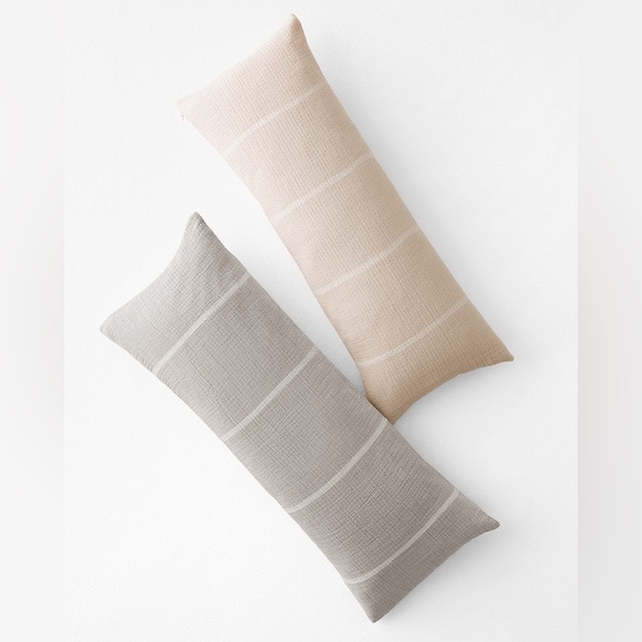 Eileen Fisher Home by Garnet Hill Organic-Cotton Gauzy Stripe Pillow Cover